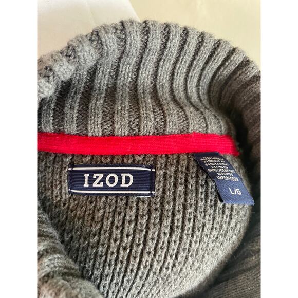 Mens IZOD Heavyweight Gray 1/4 Zip Christmas Winter Sweater Size L - Picture 6 of 6